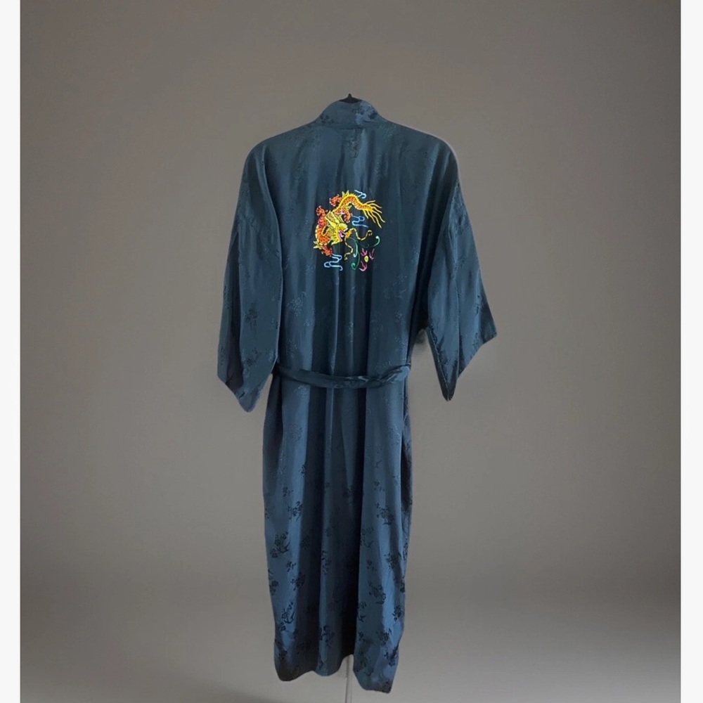 Vintage 40's mens Unisex Kimono Robe Golden Bee Chinese Dragon Embroidery Med…